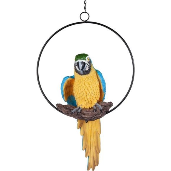 Polly in Paradise Parrot Hanging Bird Ring Perch Statue,Medium,Full Color Finish - Picture 2 of 6